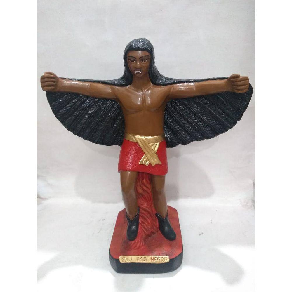 Imagem Exu Asa Negra Escultura Estatua Gesso 20 Cm
