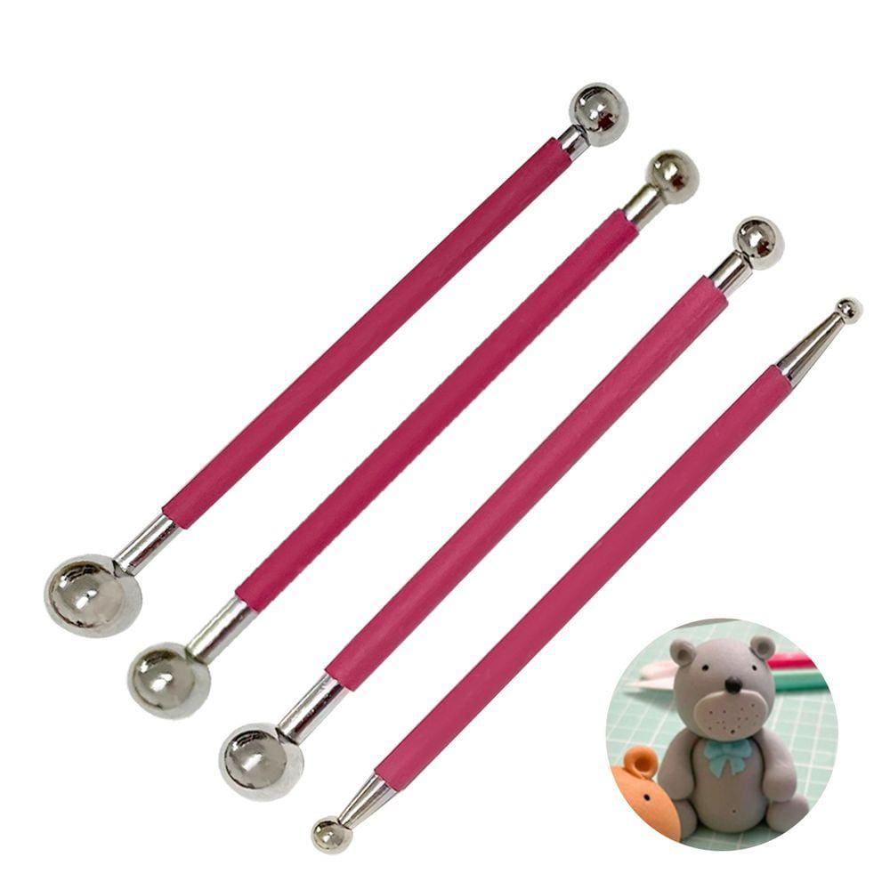 Boleador para biscuit doces pontilhismo papel flores artesanato kit com 4 boleadores de metal rosa ou azul