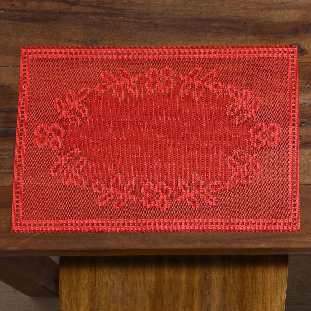 Jogo Americano Renda Interlar 4p Color Vermelho