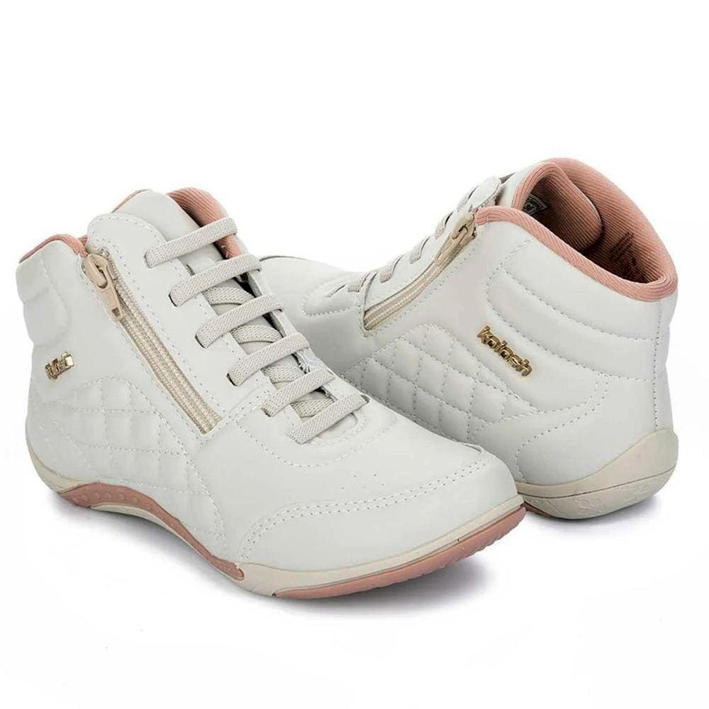 Tênis Cano Médio Kolosh Matelassê Feminino - Cinza e Rosa