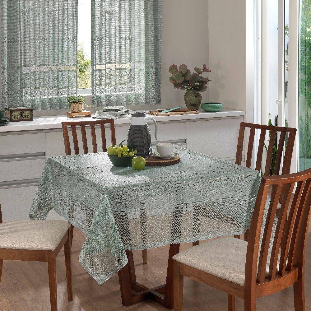 Toalha Mesa Quadrada Renda Interlar Color Pistache 4 Lugares