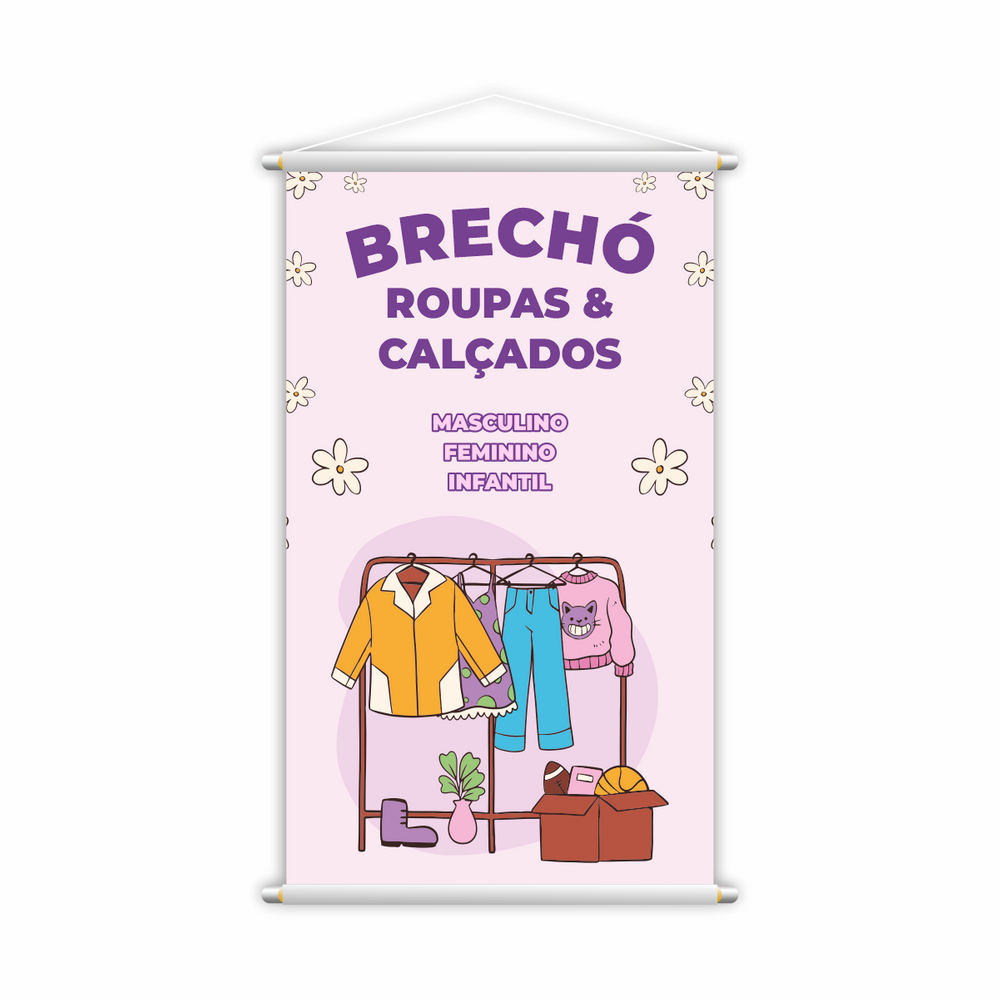 Banner Brechó Masculino Feminino Roupas e Calçados 80x50cm
