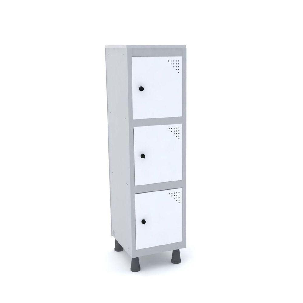 Armário Mini Roupeiro 3 Portas Aço MGRP 501/3 Cinza/Azul Del Rey