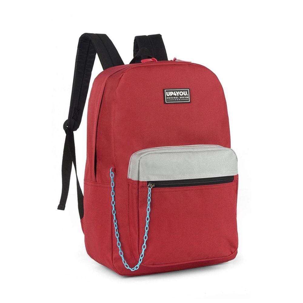 Mochila Escolar Juvenil UP4YOU Vinho Luxcel Costas