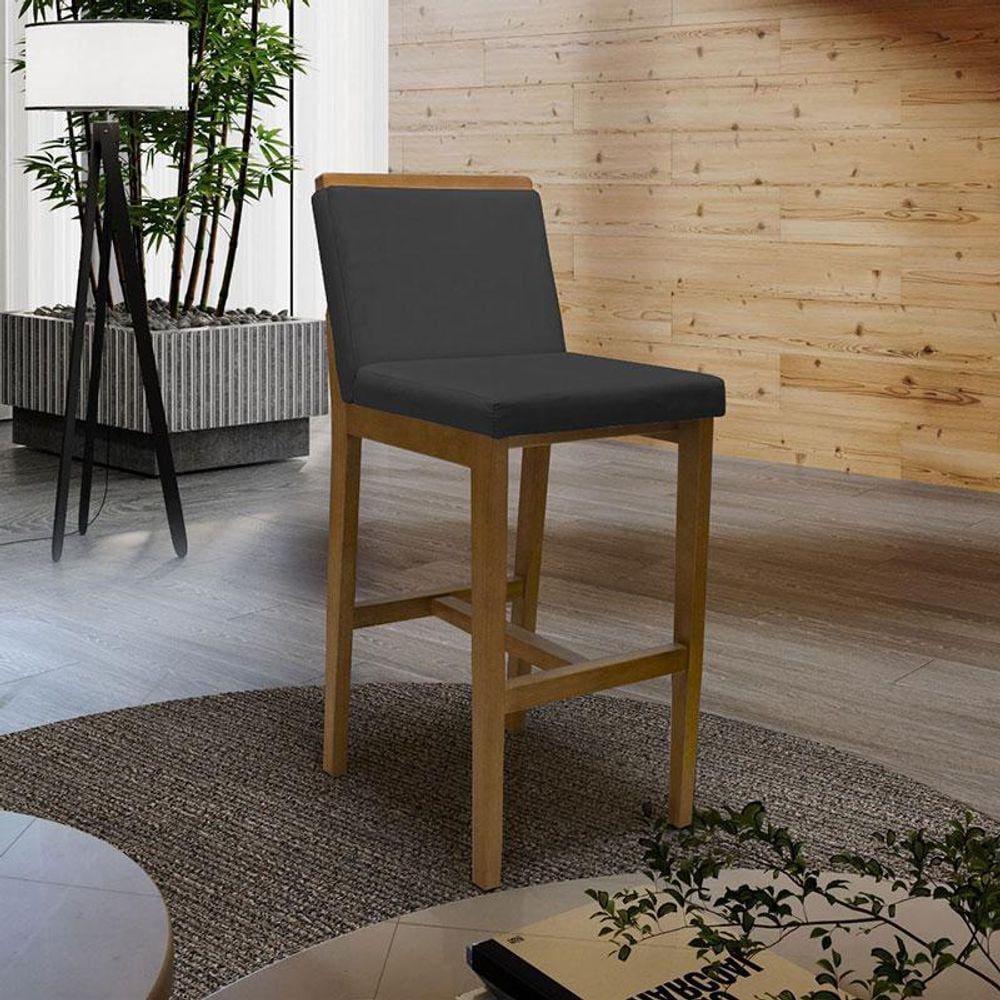 Banqueta Alta Ambiente Londres Corino Preto - Fratello