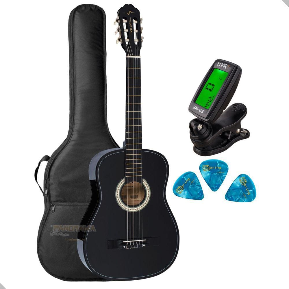 Violao Classico Acustico Vogga Vca104N Bk Preto + Acessórios