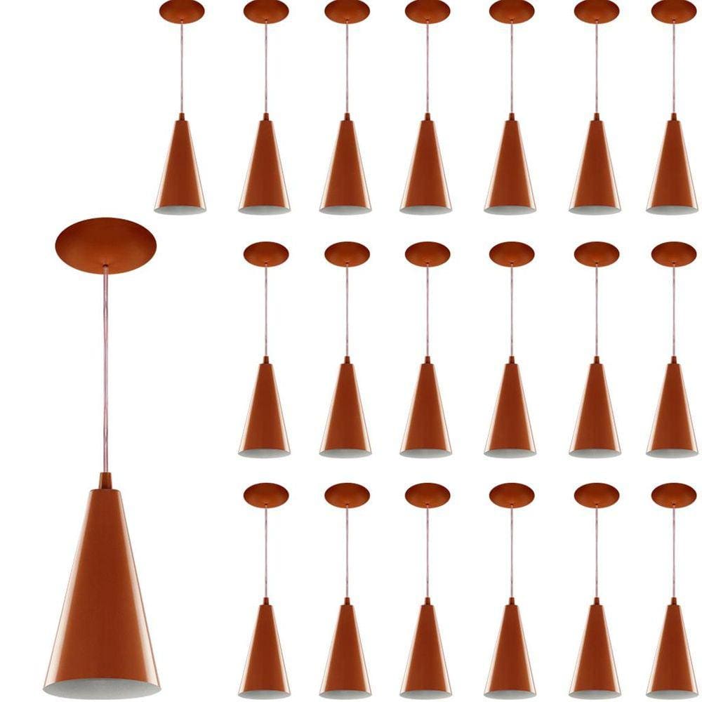 Kit 20 Pendentes Cone Lowcost Aluminio Decoracao Cobre