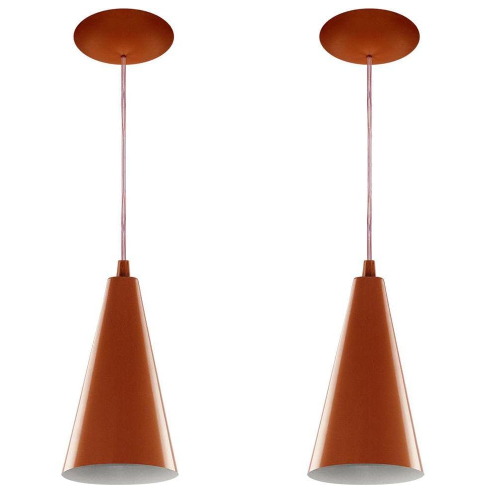 Kit 2 Pendentes Cone Lowcost Aluminio Decoracao Cobre