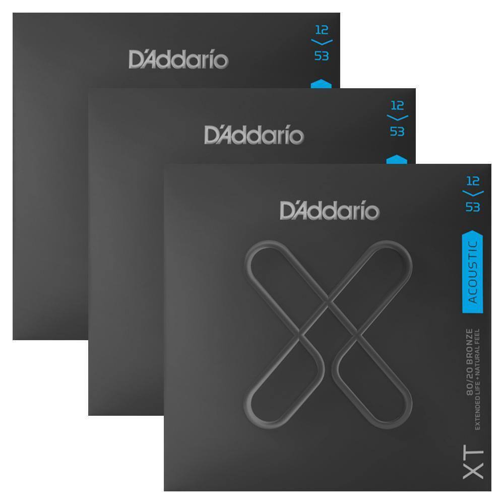 3 Encordoamentos Violão Aço Daddario XT .012 80/20 XTABR1253