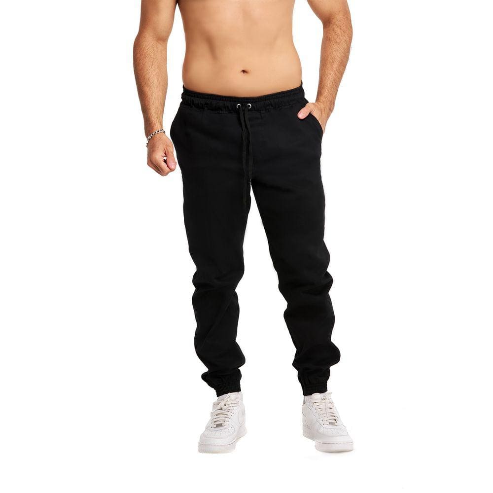 Calça Plus Size Sarja Jogger Masculina Skinny Com Punho S01plusn