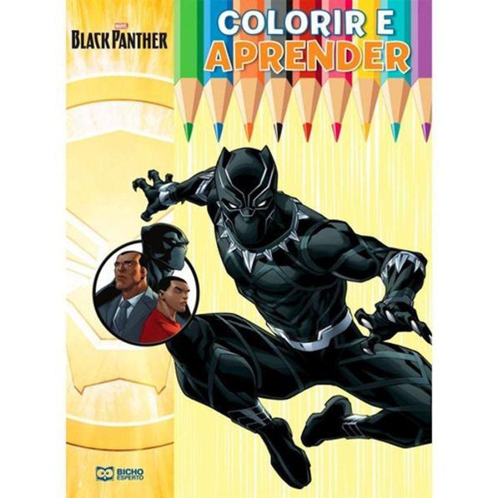 Colorir E Aprender Super Heróis Marvel - Pantera Negra