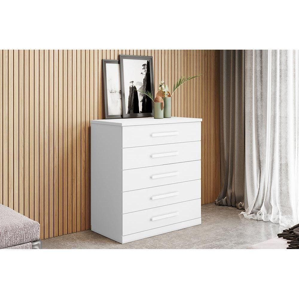 Cômoda de Quarto Toronto c/ 5 Gavetas Branco - Bianchi