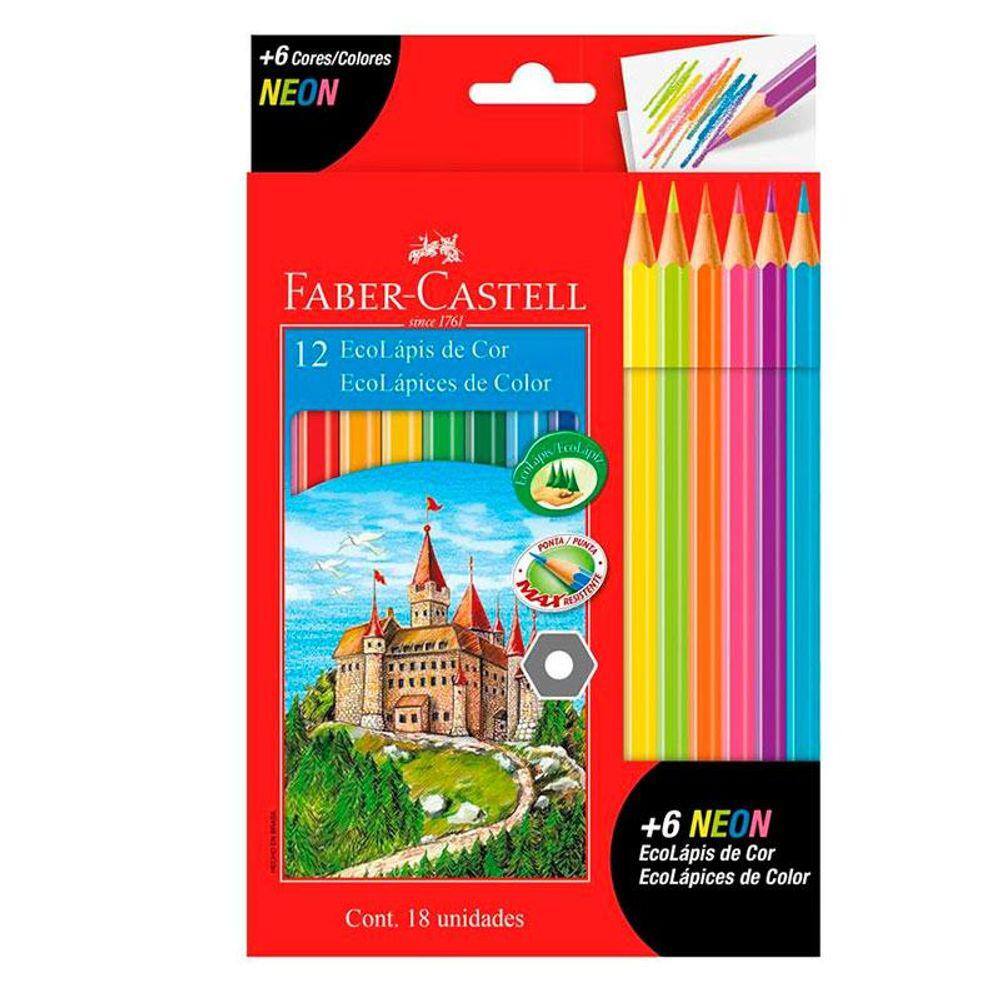 Lápis de cor 12 cores + 6 Neon 120112+6N Faber Castell