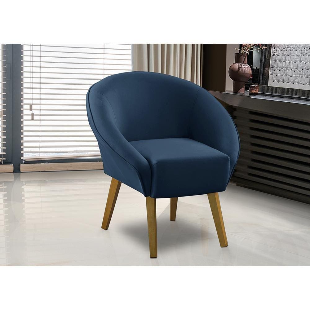 Poltrona Para Sala Decorativa Milena Veludo Azul Adonai Estofados