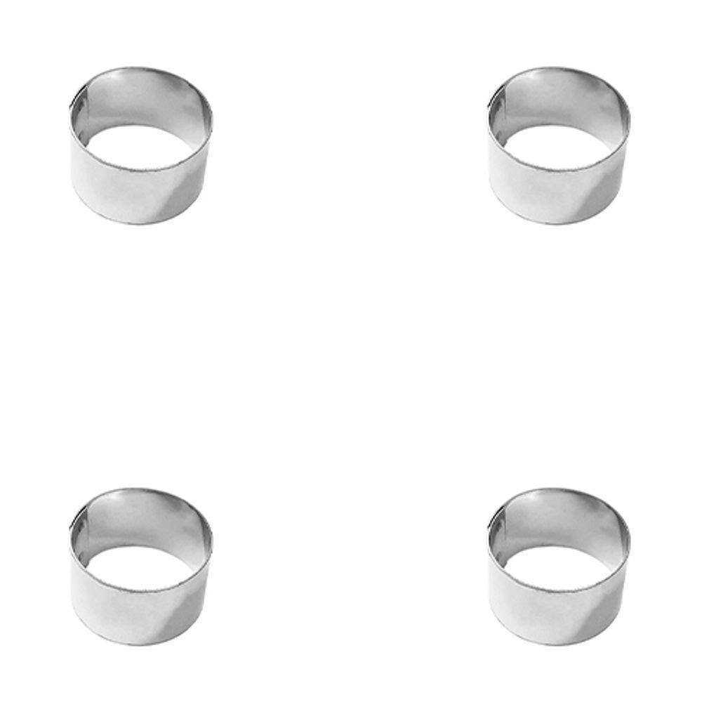 Jogo Cortador de Biscoito Redondo com 4 Peças em Inox