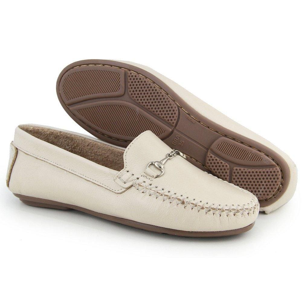 Mocassim Feminino Couro Casual Confortável Solado Reto