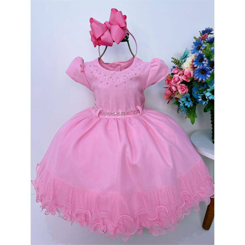 Vestido infantil rosa tema Barbie princesa