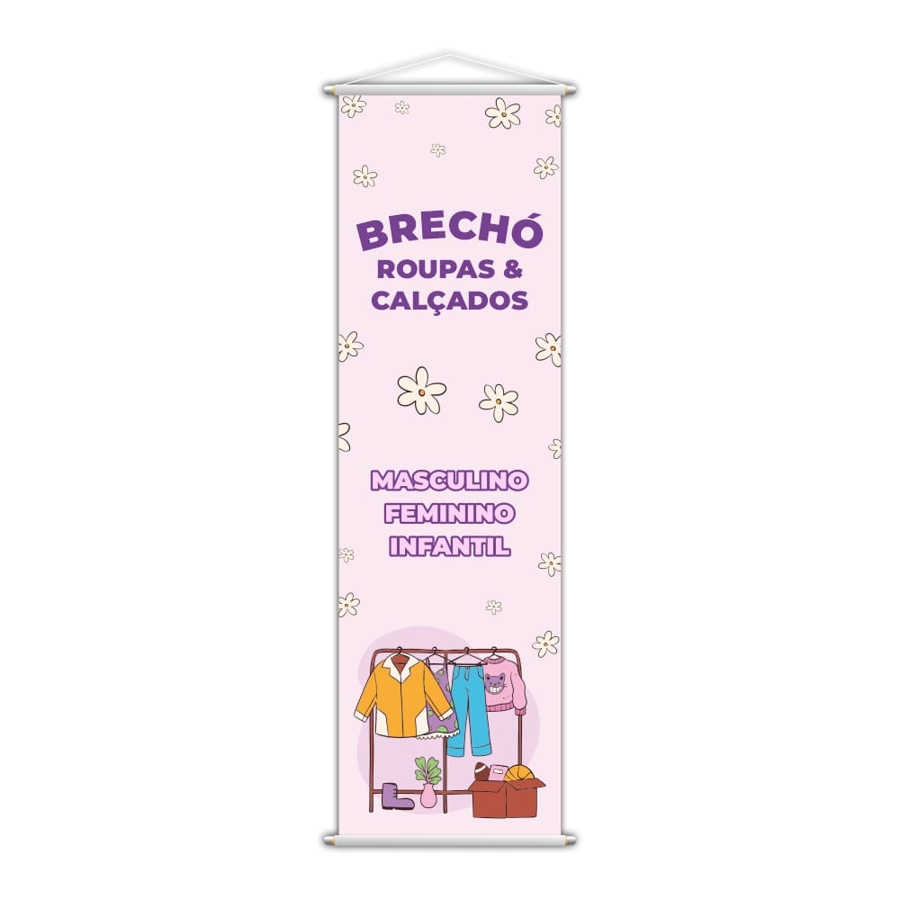 Banner Brechó Masculino Feminino Roupas e Calçados 100x30cm