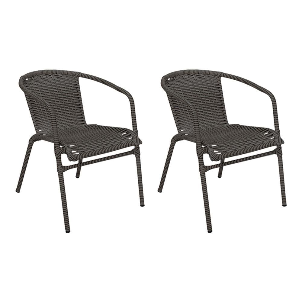 Kit 2 Cadeiras de Fibra de Junco Sintético com Proteção Uv Luxo Top - Café