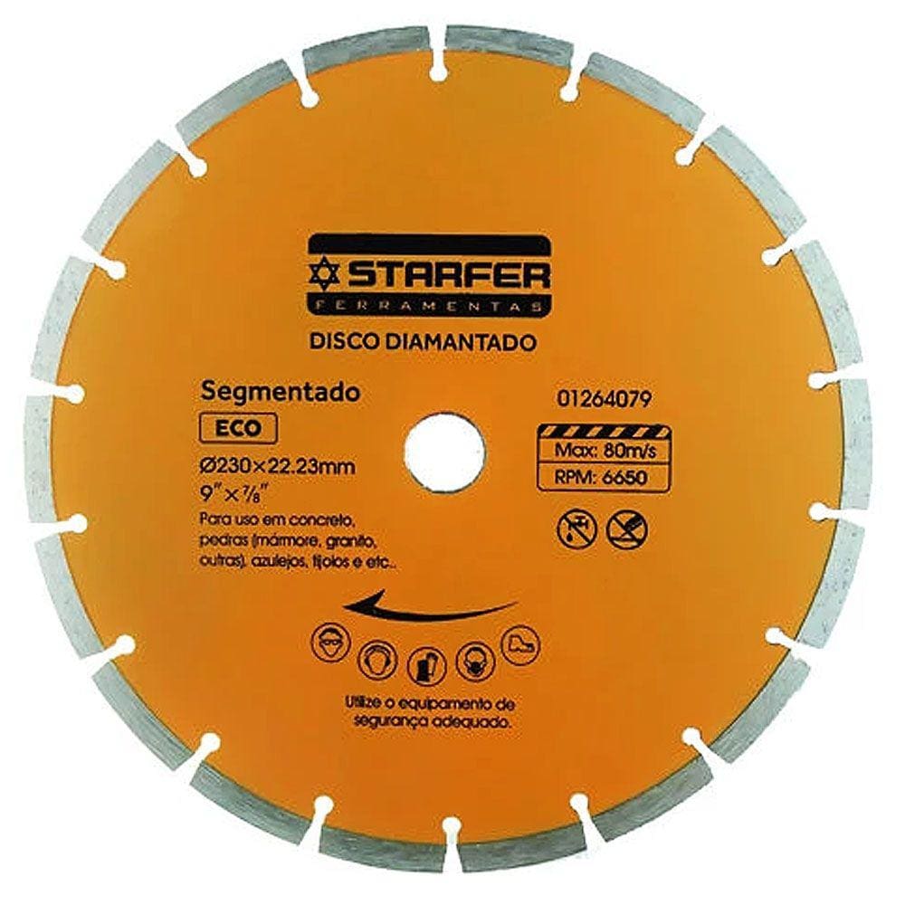 Disco Diamantado Segmentado Eco Concreto Marmore 9 Polegadas - Starfer