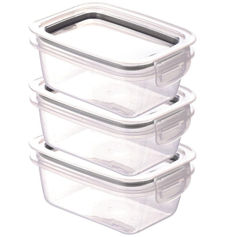 Pote hermético Trava Mais 360ml preto com 3 unidades Plasutil ref.13917
