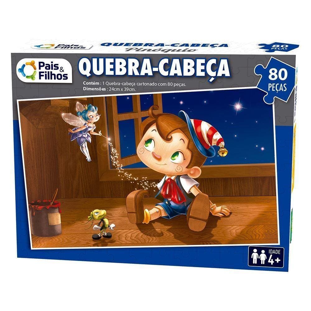 Quebra Cabeça Cartonado 80 Peças Pinóquio Pais e Filhos