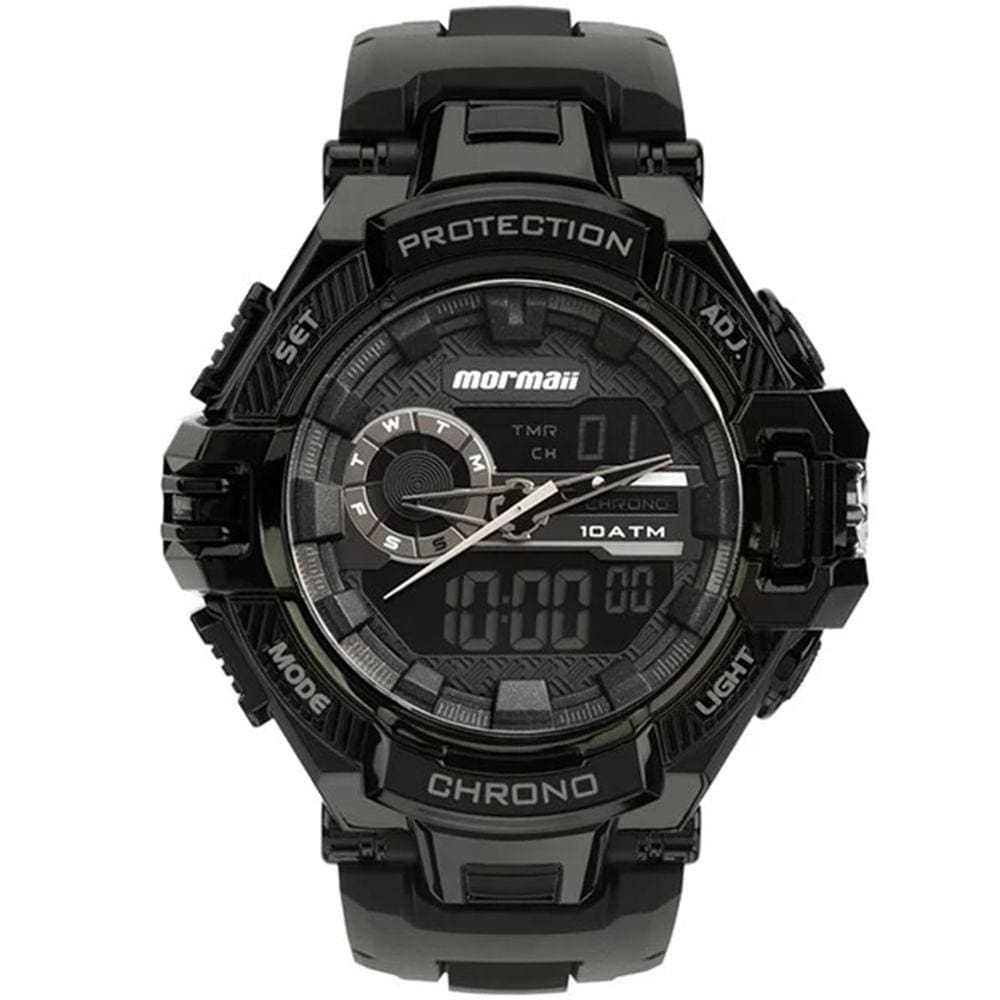 Relógio MORMAII preto anadigi masculino MO1134AF/8C