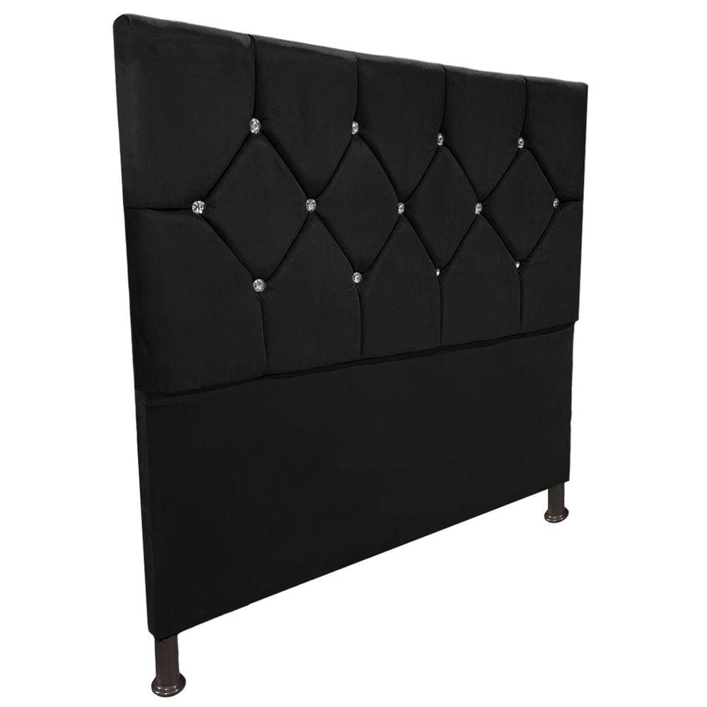 Cabeceira de Cama Box Viúva 130cm Estofada Maju Preta