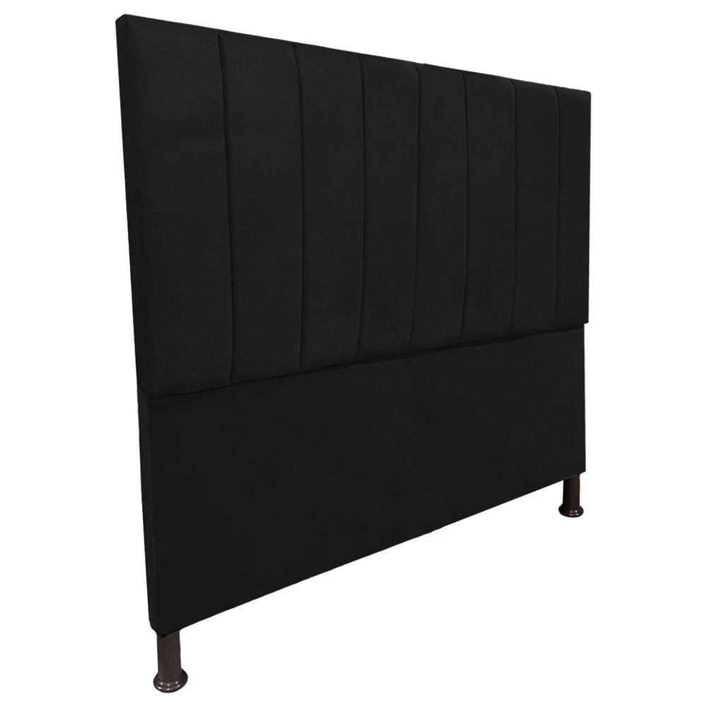 Cabeceira de Cama Box Viúva 130cm Estofada Laura Preta