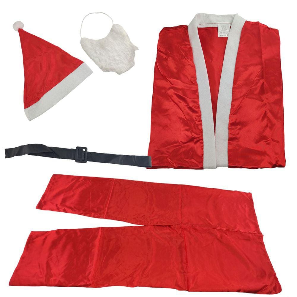 Roupa Papai Noel Luxo Fantasia Natal 5 Peças Adulto Natalina Festa Reuniao Familia Fim de Ano