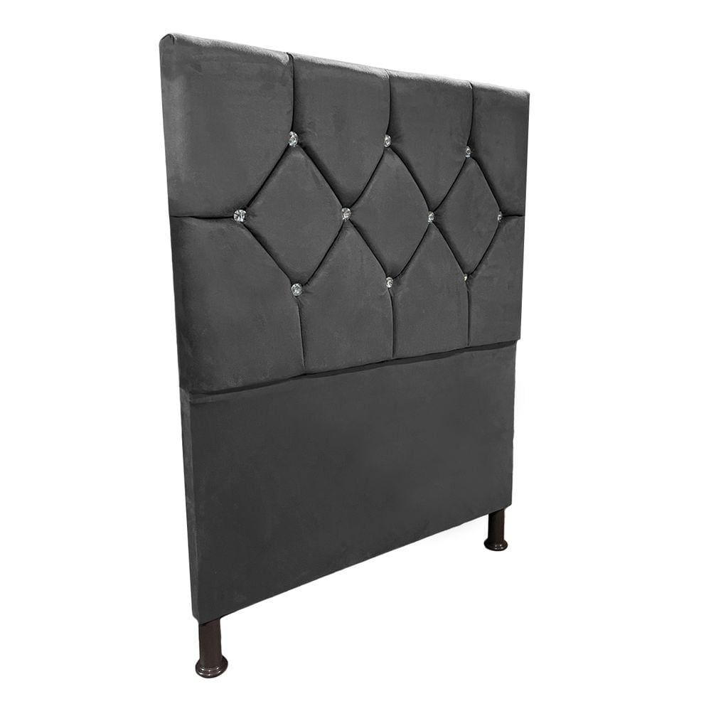 Cabeceira de Cama Box Solteiro 80cm Estofada Maju Cinza