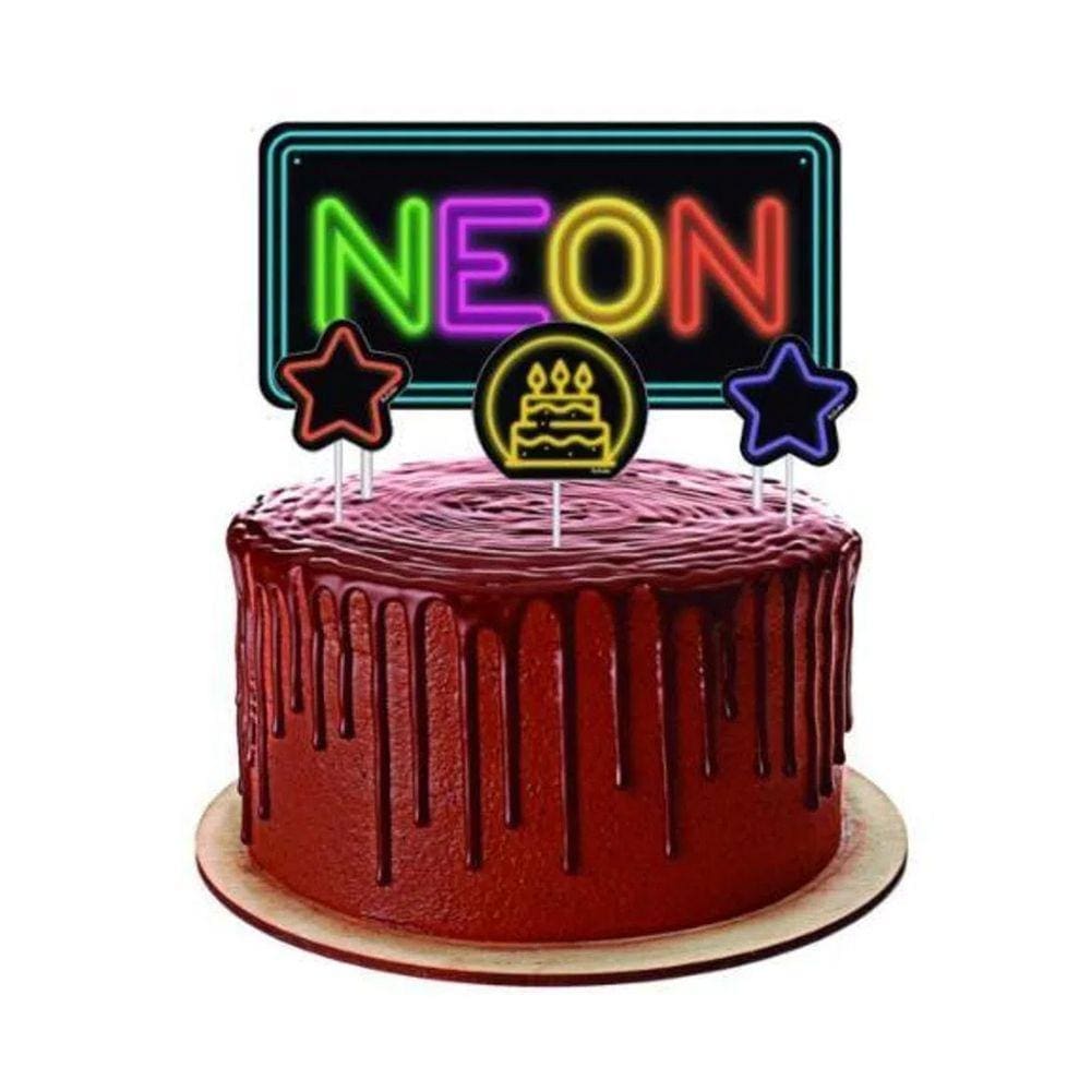 Topper para Bolo Neon - 4 unidades