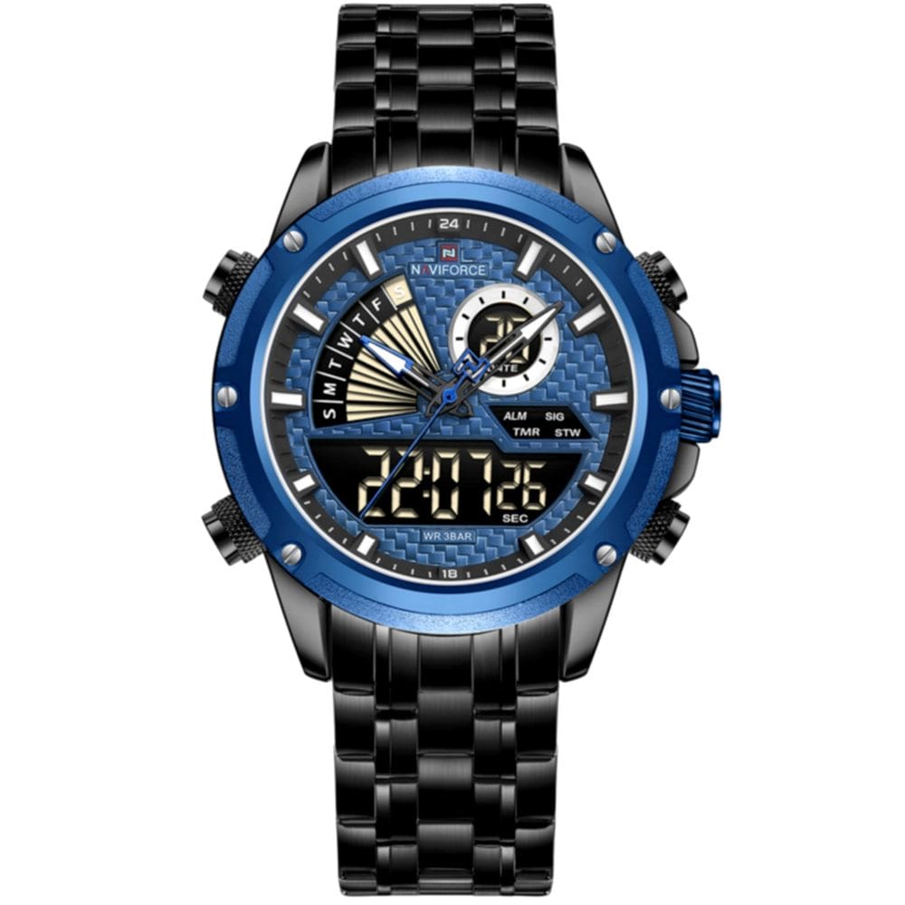 Relógio de Pulso Masculino Impermeável  Dual Display Esportivo Aço Inoxidavel