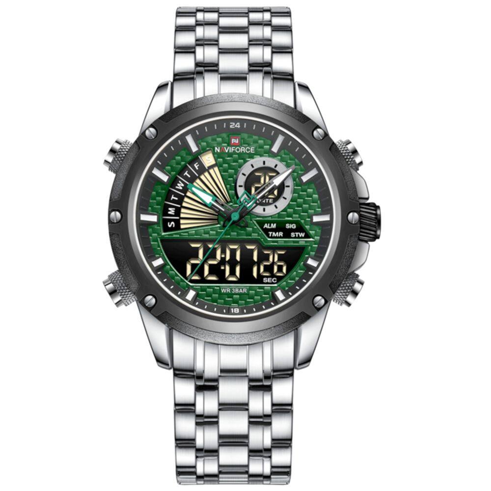 Relógio de Pulso Masculino Impermeável Dual Display Esportivo Aço Inoxidavel