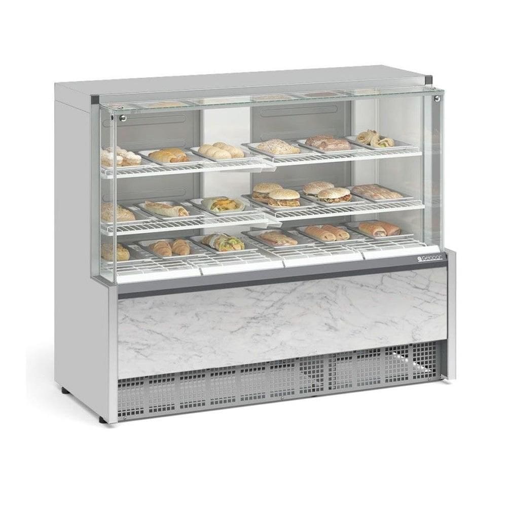 Vitrine Estufa com Bandeja 140 cm Branco 50-60Hz 220V Gelopar MEQA-140R