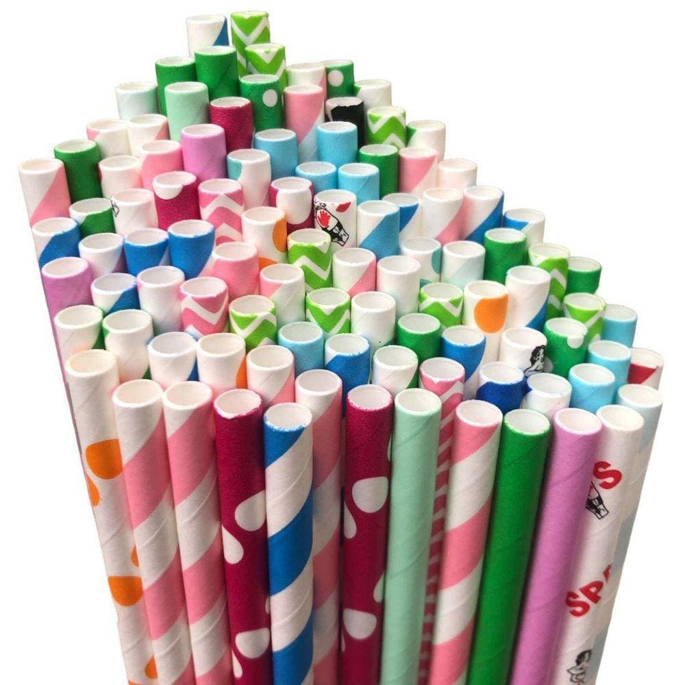 Kit 200 Canudo Colorido Papel 6Mm Biodegradável Drink Bebida