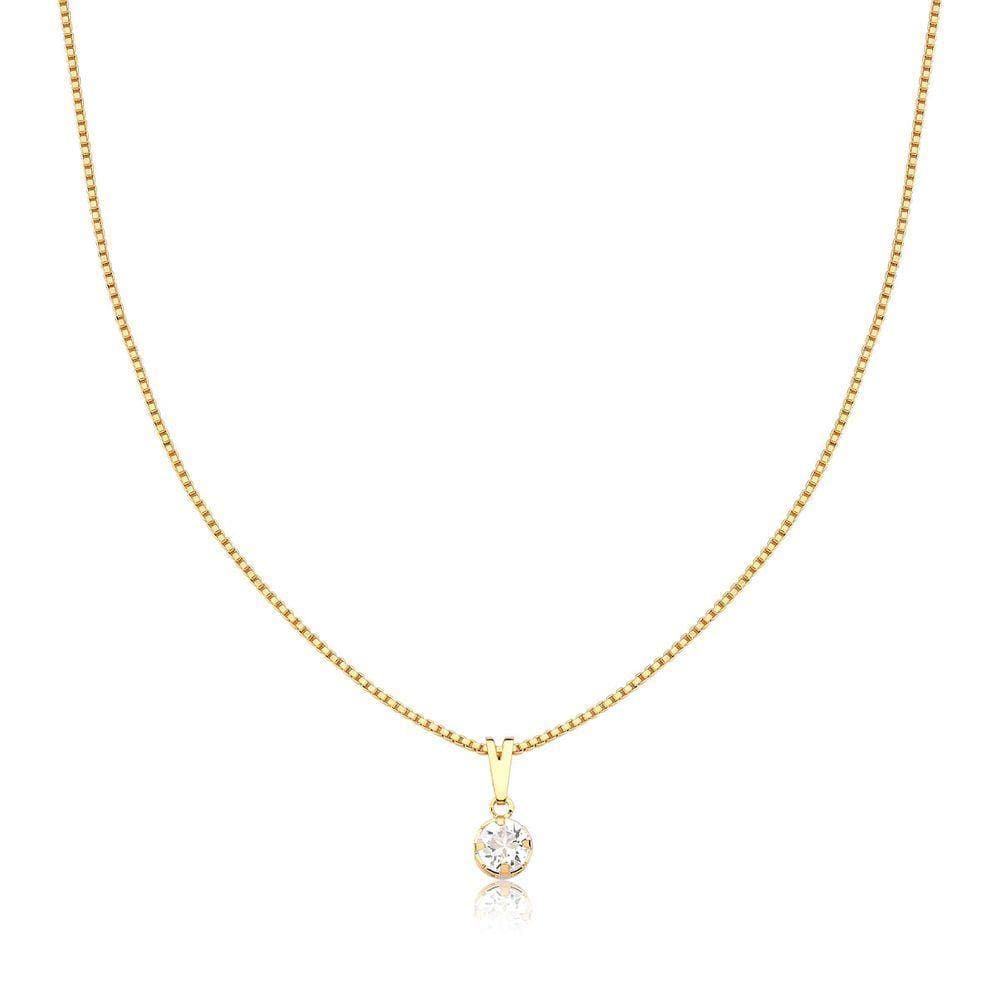 Colar Ponto de Luz de Cristal Revestido em Ouro