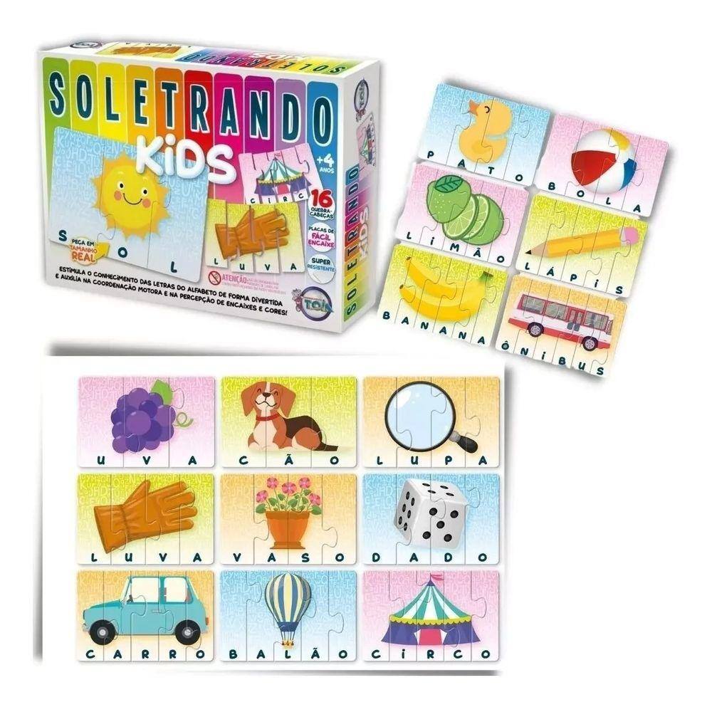 Jogo Soletrando Kids 16 Quebra Cabeça - 70 Peças