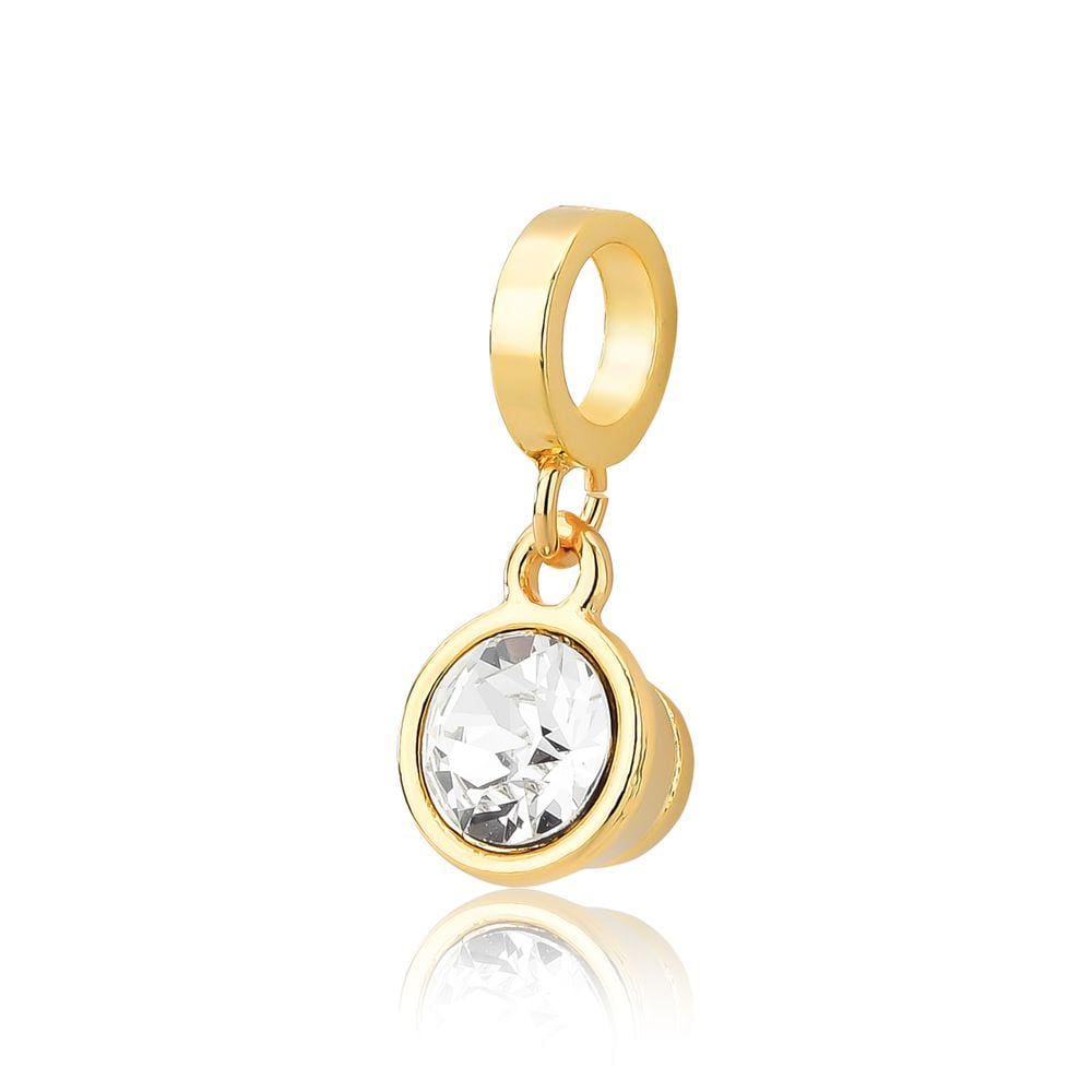 Charm Cápsula de Café Com Cristal e Revestimento em Ouro