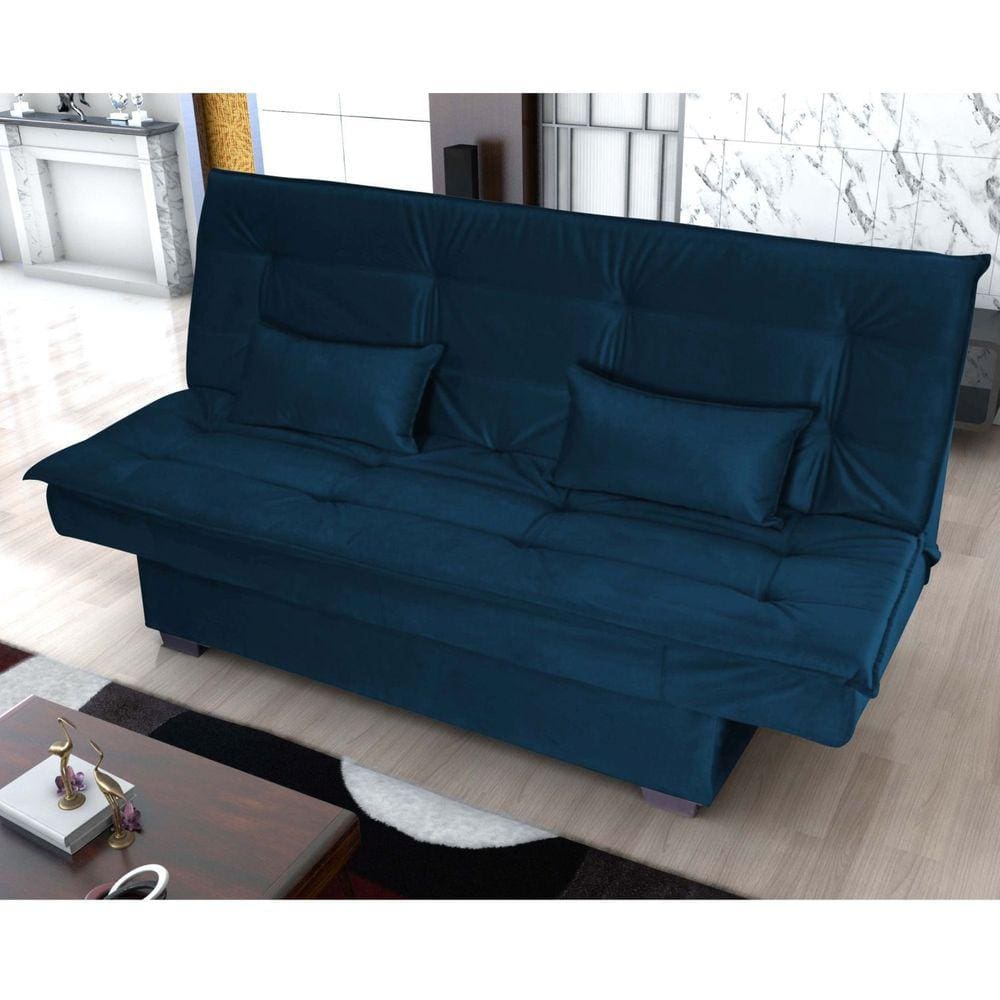 Sofá Cama 3 Lugares Esmeralda Azul