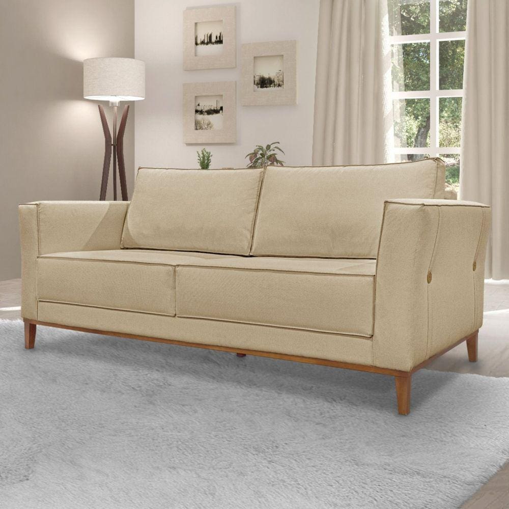 Sofá 2 Lugares 170cm Linho Brest Spezzia Decor Dourado