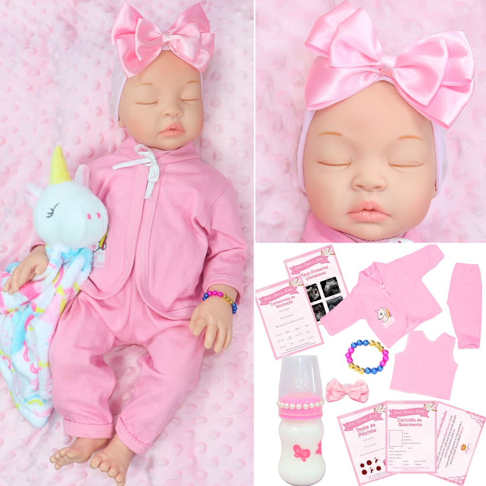 Boneca Reborn Bebe Menina 52cm Realista Silicone Enxoval - Carrefour