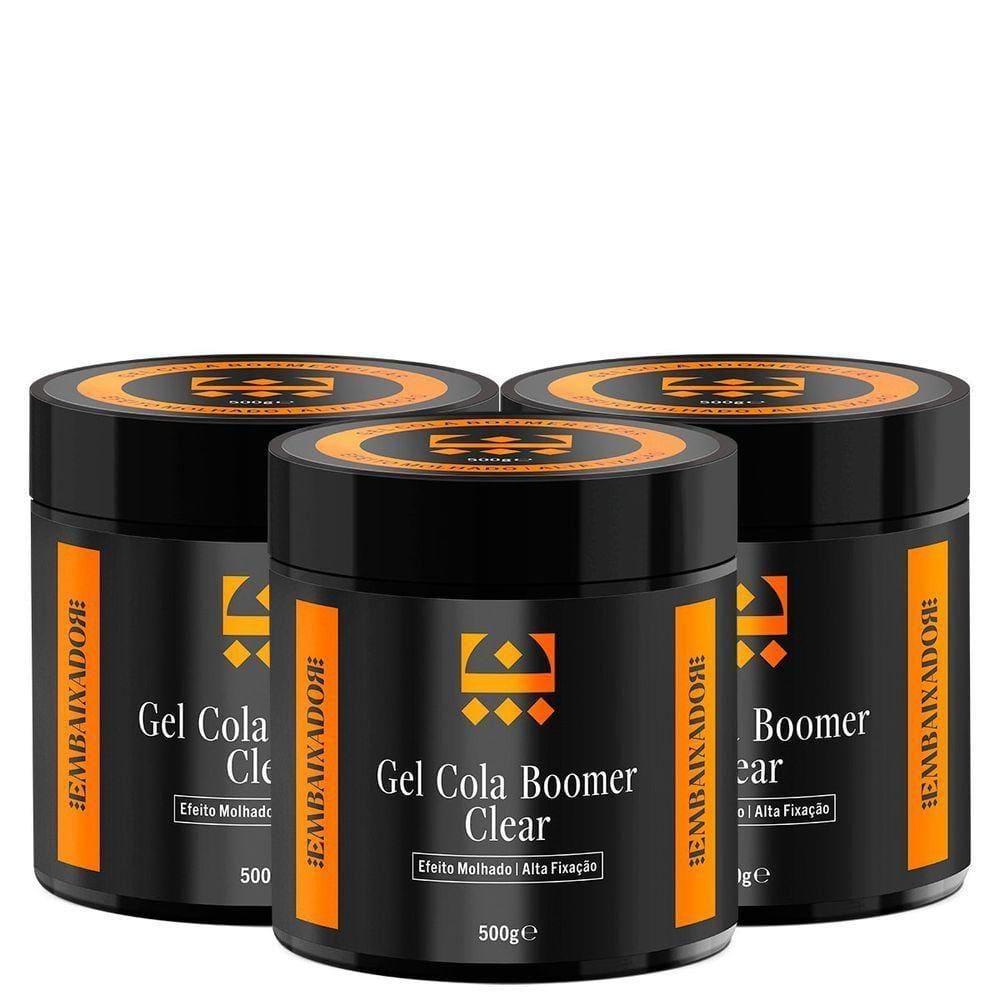 Kit 03 Gel Cola Boomer Clear Embaixador 500G