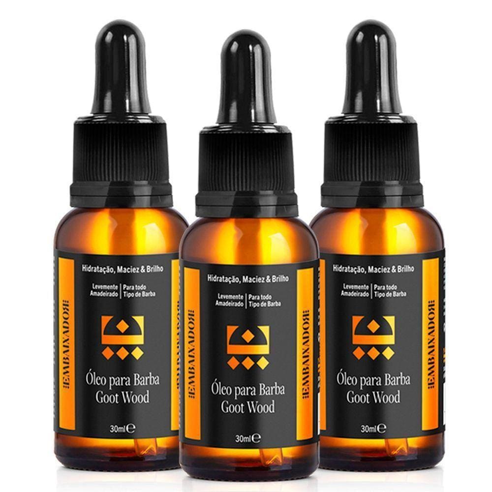 Kit 3 Óleo Hidratante Para Barba Goot Wood Embaixador 30Ml