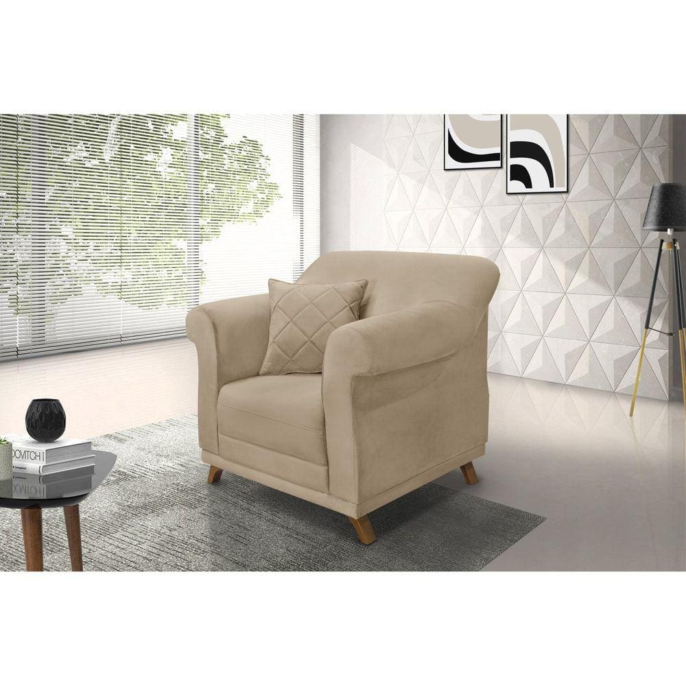 Poltrona Suede Arras Spezzia Decor Dourado
