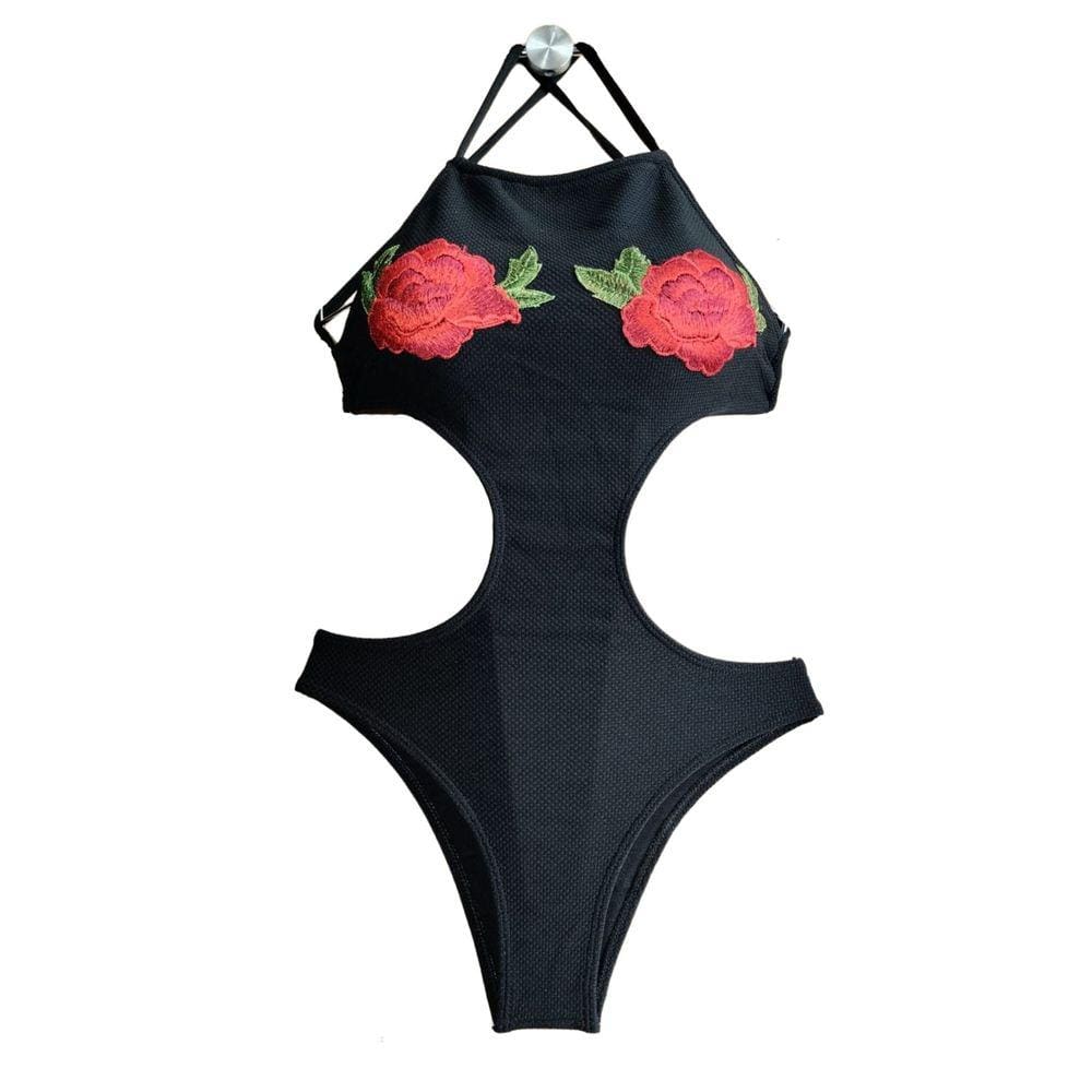 Maiô Cropped Engana Mamãe Floral Bordado (TODOS PRETOS)