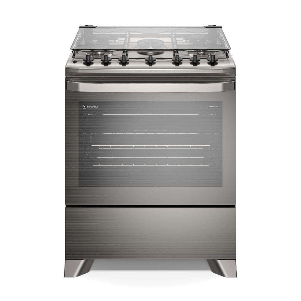 Fogão 5 bocas Electrolux Cinza Experience com Mesa Inox, Timer e PerfectCook (FE5TC)