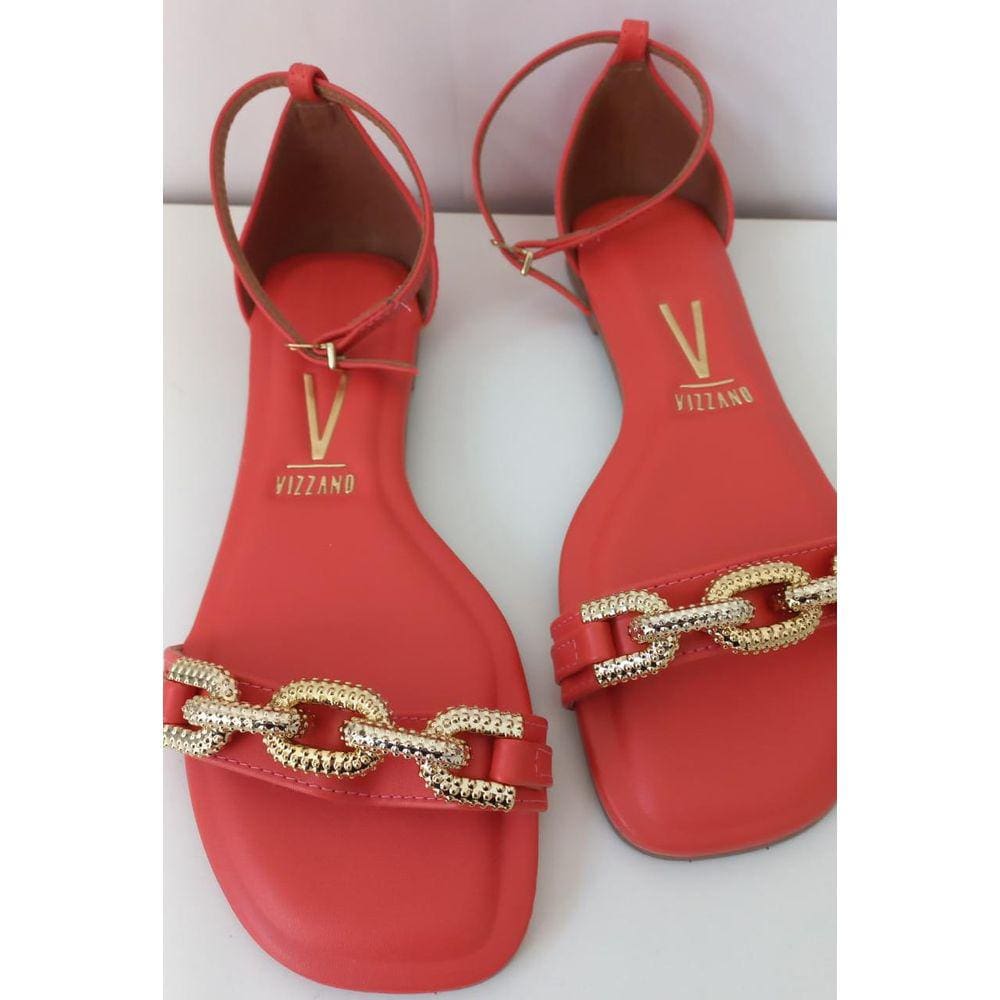 Sandália Rasteira Vizzano Laranja Ouro