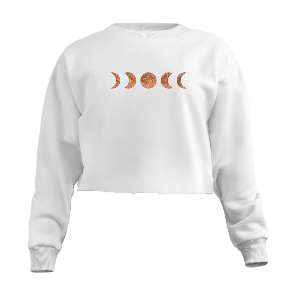 Blusa Cropped Moletom Fases Da Lua Feminino Personalizado com Cintura Descosturada