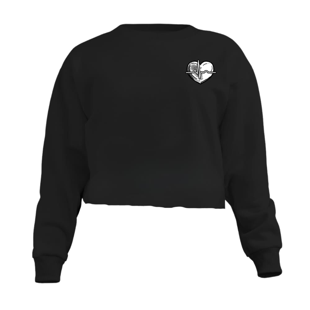 Blusa Cropped Moletom Batimentos Cardíacos Feminino Personalizado com Cintura Descosturada